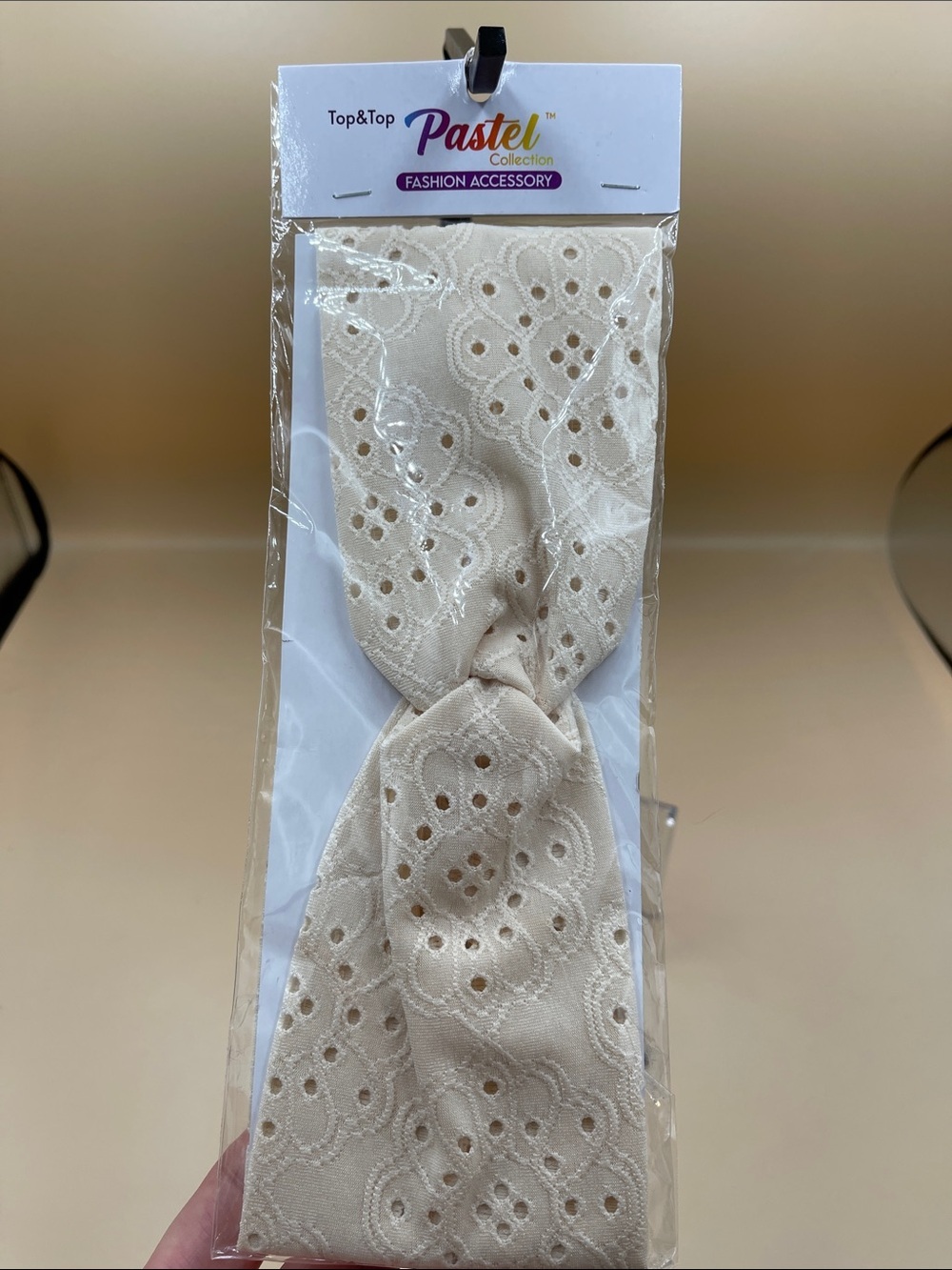 Top and Top Pastel Collection Cream Eyelet Knot Headband